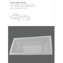 ECT Chelsea insert 4 lip rectangle bath tub 40mm plug waste included